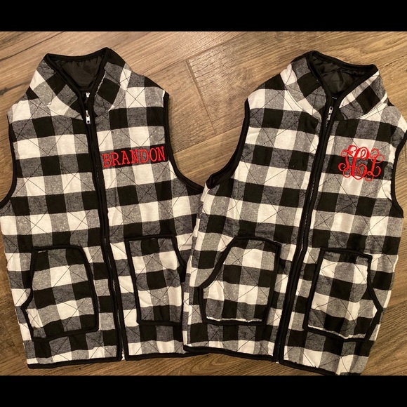 Red or White Buffalo Plaid checker vest-monogram - Picture 2 of 8